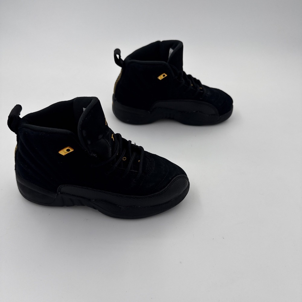 Jordan Air Jordan 12 Retro PS Mid Top Suede Sneakers Black Kids US 12C - Picture 2 of 8